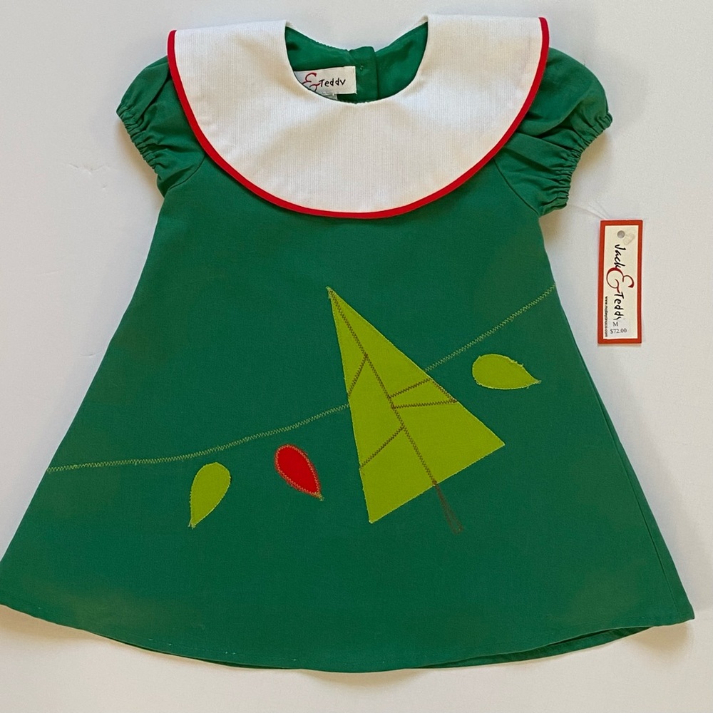 Christmas Dress Size 12 Months New NWT Jack And Teddy Red And Green Trees Girls